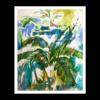 Banana Leaves Abstract - Framed Acrylic Print