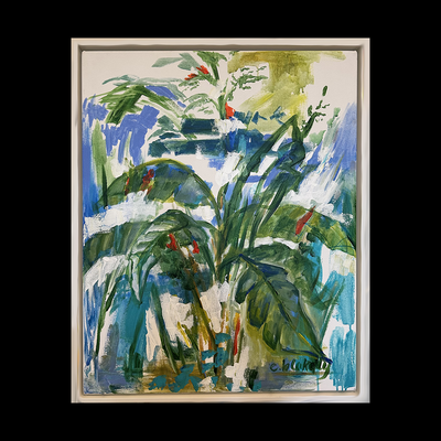 Banana Tree Abstract - Framed Original Acrylic