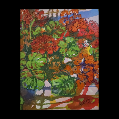 GERANIUM RIOT - Matted Watercolor & Pastel Print