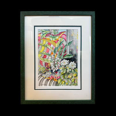 Harlequin Ginger - Framed Original Watercolor