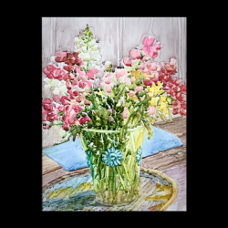 MICHIGAN SNAPDRAGONS - Matted Watercolor Print