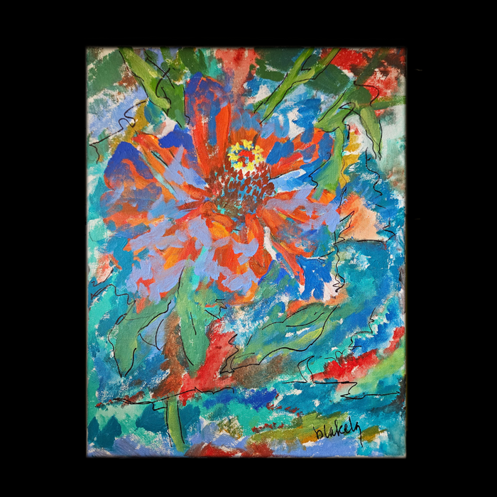 RED ZINNIA ABSTRACT - Original on Canvas - Unframed