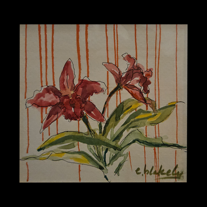 RED ORCHID - Matted Original Watercolor