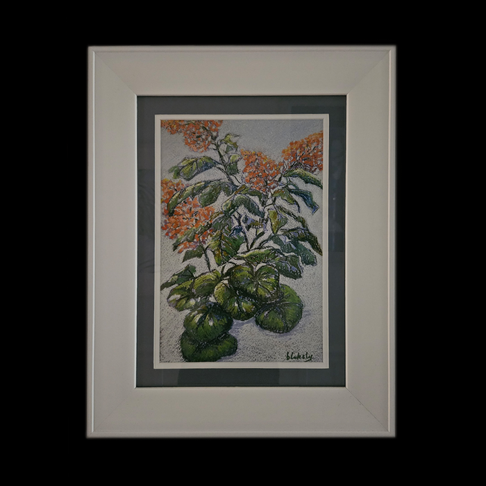 Orange Poolside Delight - Framed Pastel Print