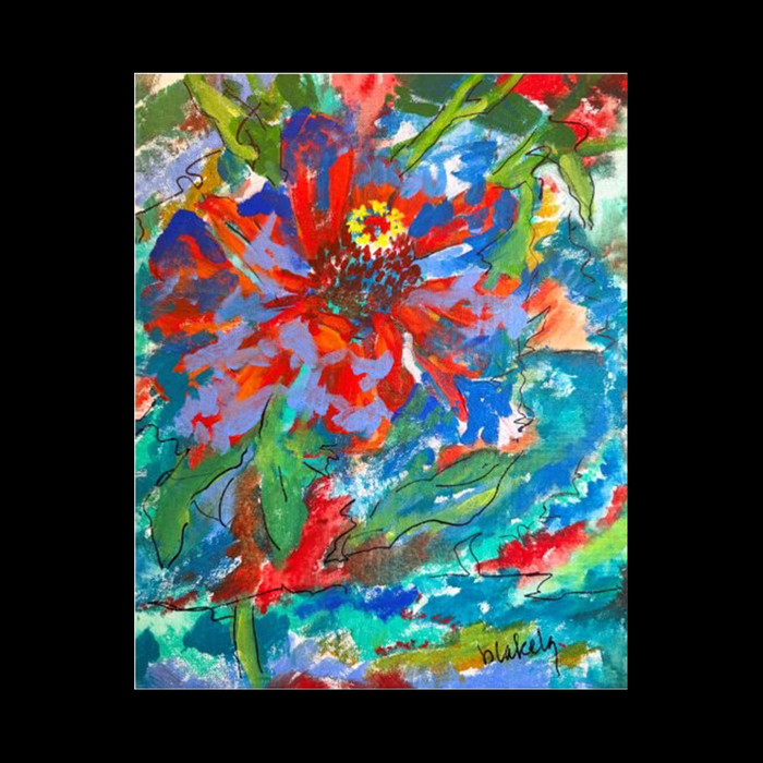 Red Zinnia Abstract - Unframed Print - SOLD