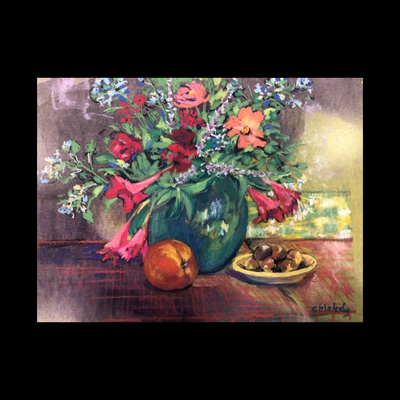 Still Life with Peach - Unframed Pastel Print