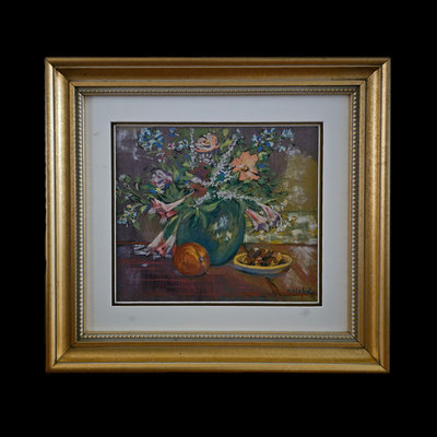 STILL LIFE WITH PEACH - Framed Original Pastel
