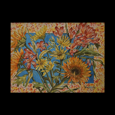 SUNFLOWER HYSTERIA - Matted Watercolor Print