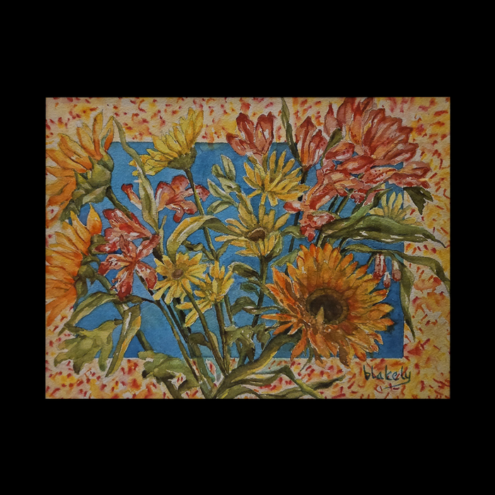 SUNFLOWER HYSTERIA - Matted Watercolor Print