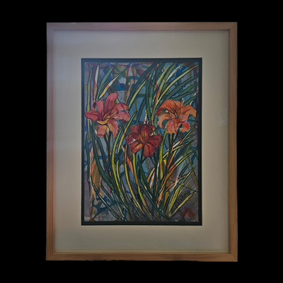 THREE LILIES - Original Watercolor Framed