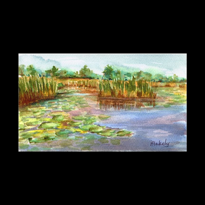 TOBICO MARSH LILYPADS - Matted Watercolor Print
