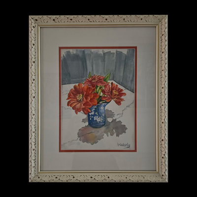 ZINNIAS - Original Watercolor Framed