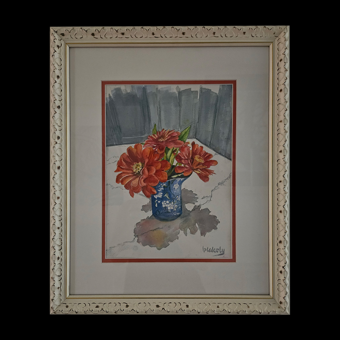 ZINNIAS - Original Watercolor Framed